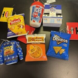 Ruz Food Christmas Tree Ornament Lot of 6 Decoupage Ruz Collection NEW